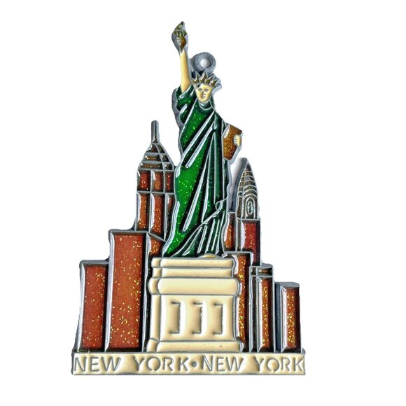 Vintage Statue Of Liberty Sun Catcher Stained Glass Ornament New York City - Picture 1 of 6